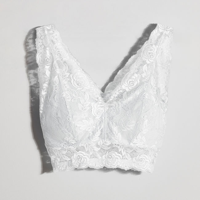 Lace Overlay Bra White