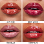 Avon Make Up +Care Peptide Serum Lip Gloss swatches on lips.