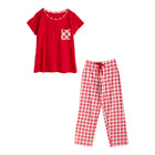 Check Short Sleeve Straight Leg PJ