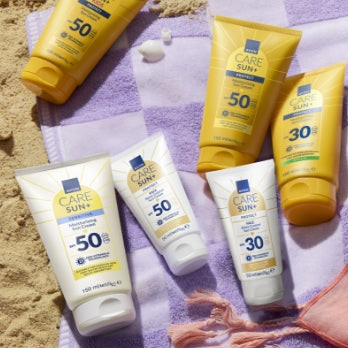 SPF Suncare products on the beach